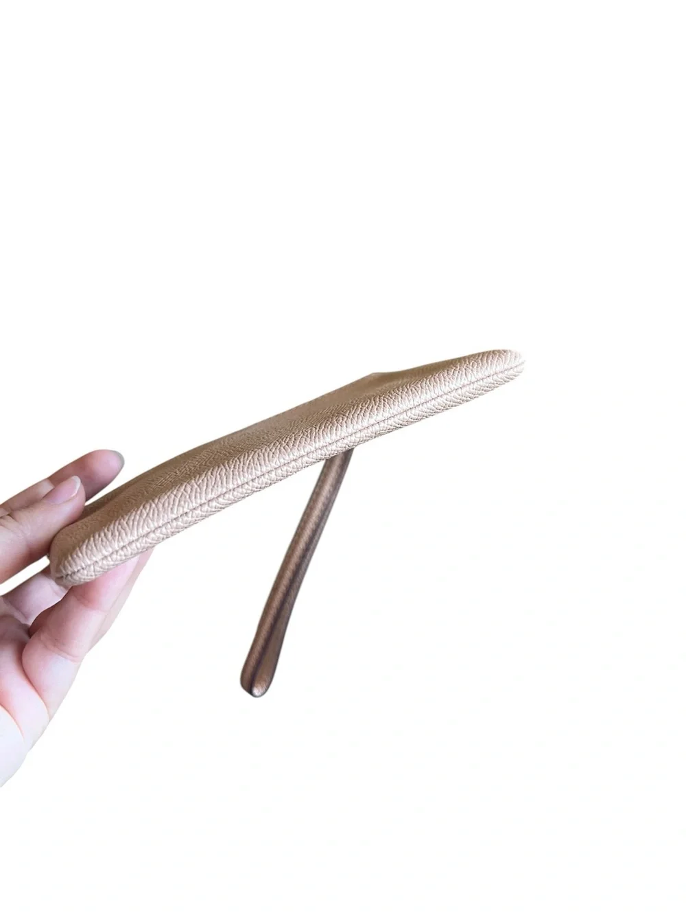 Coach Pebbled Leather Wristlet in Light Beige